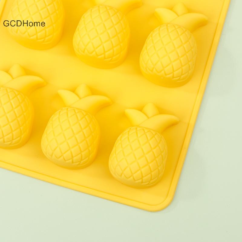 Gcdhome 12 Lỗ Dứa Khuôn Silicon DIY Maker Khay Đá Bánh Sô Cô La Cookie Mousse Muffin Xà Phòng Nướng Khuôn Nóng