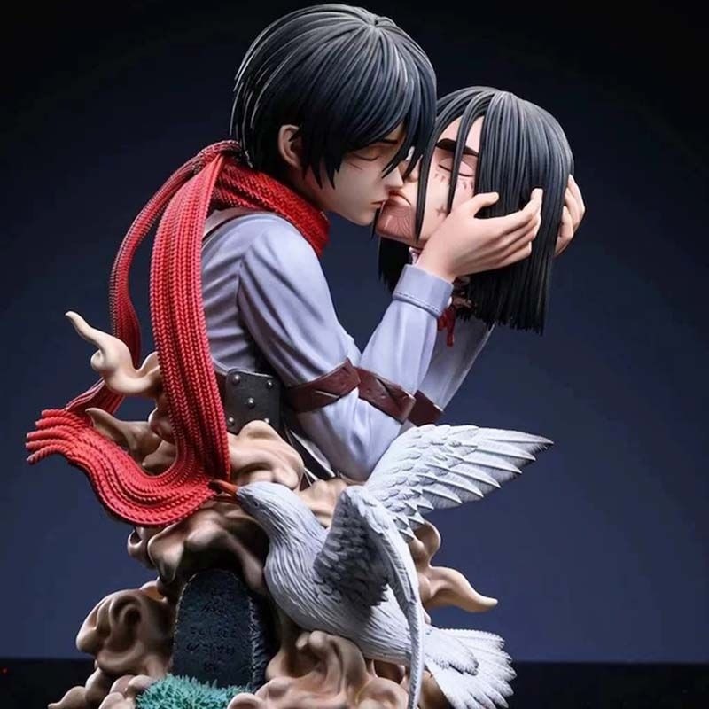 Người khổng lồ tấn công Nụ Hôn tử thần ôm đầu Mikasa Ackerman Mô hình tượng đôi đồ trang trí thời thượng
