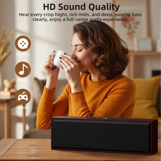 Loa Bluetooth GOOJODOQ 5.3 hỗ trợ bốn chế độ phát lại, vân gỗ tinh tế, loa nhỏ gọn di động 3600MAH