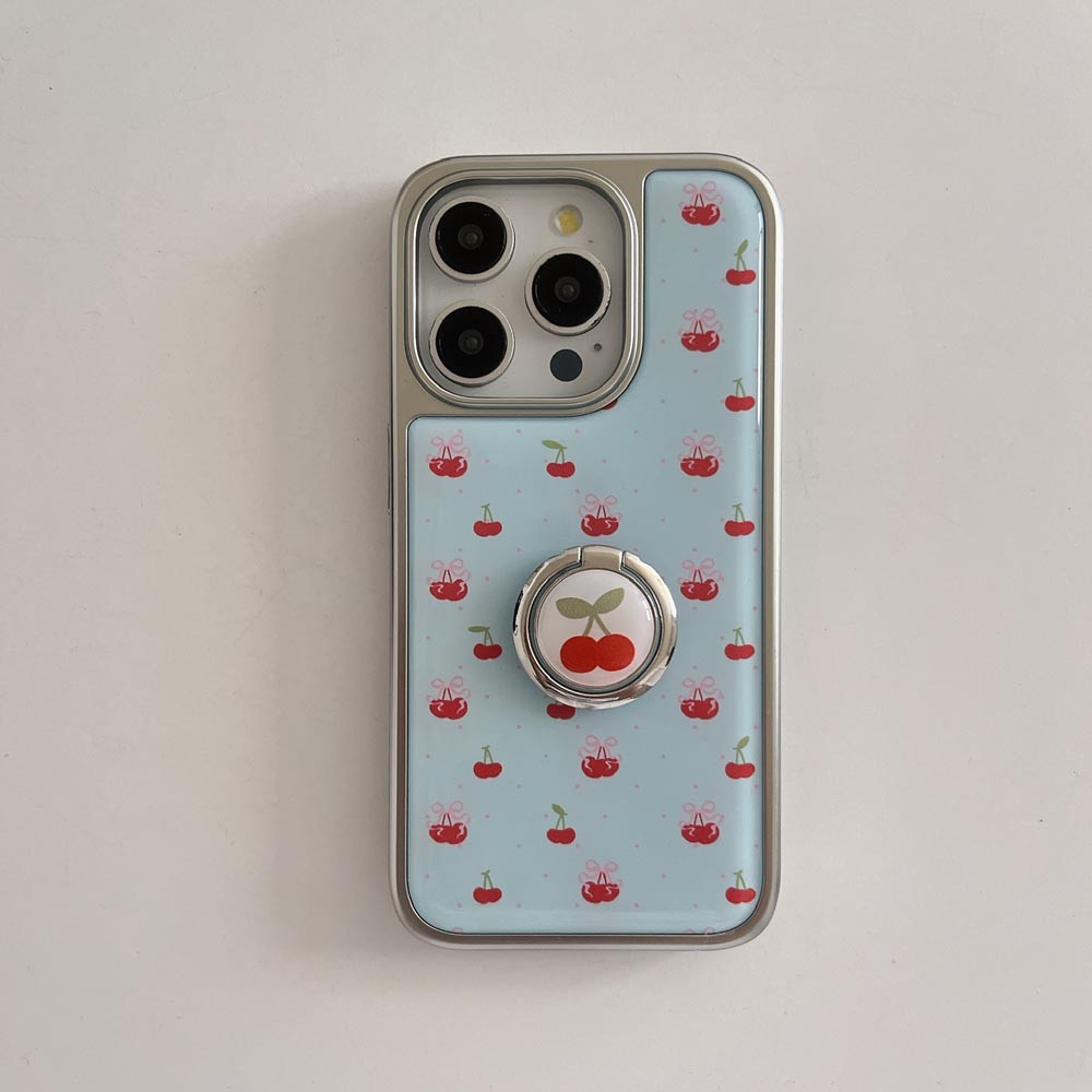 Ốp Lưng Cứng Tương Thích Với iPhone 13 13Pro 13ProMax 14 14Pro 14ProMax 15 15Pro 15ProMax 16 16Pro 16ProMax Ốp Họa Tiết Anh Đào Xanh