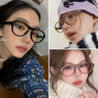 Kính chống bức xạ hình bầu dục khung đen thời trang Hàn Quốc dành cho nam và nữ có khuôn mặt mỏng Kính mắt chống ánh sáng xanh Kính râm màu chuyển màu