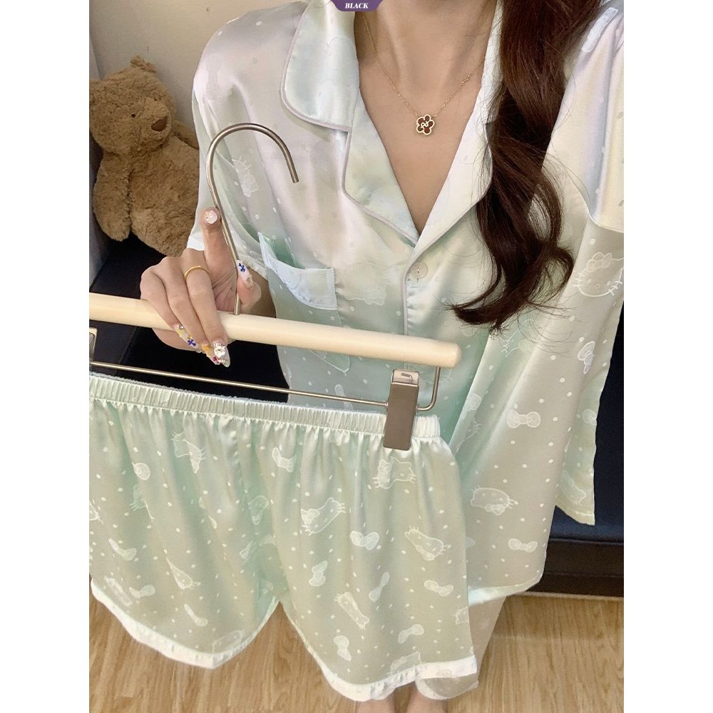 Bộ đồ ngủ lụa tay ngắn cho nữ mùa hè