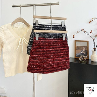 Váy ngắn chữ A phong cách Hàn Quốc dành cho nữ, váy dệt kim màu đỏ thanh lịch kiểu Pháp mới mùa đông 2026, tôn dáng và thời trang, bán chạy cho mùa thu đông.