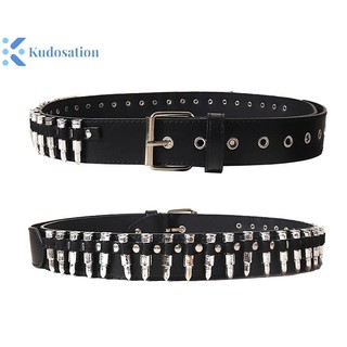 Kudosation Đinh Tán Rỗng Viên Đạn Trang Trí Đai Da Thời Trang Đính Đá Goth Có Thể Điều Chỉnh Nữ Punk Đai Đen