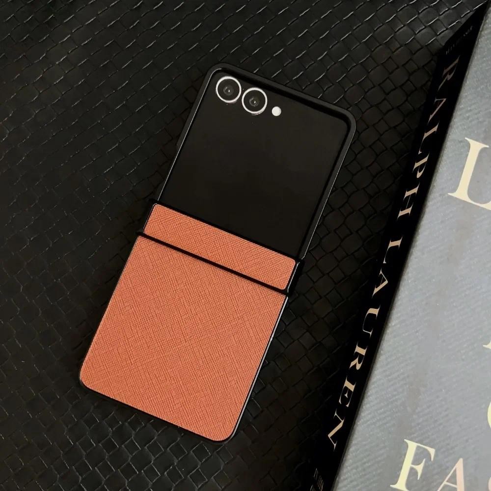 Ốp Điện Thoại Da Họa Tiết Louche Sang Trọng Cho Samsung Galaxy Z Flip 7 6 5 4 3 5G Flip7 Flip6 Flip5 Flip4 Bản Lề Vỏ Bảo Vệ