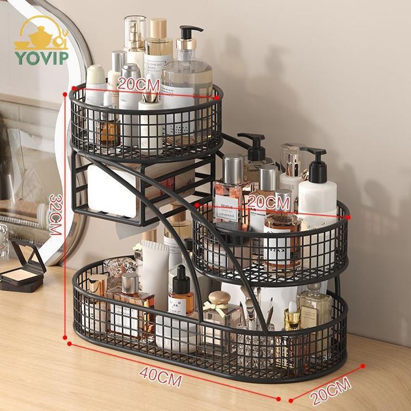 YOVIP 1 Nhẹ Sơn Kim Loại Hộp Đựng Mỹ Phẩm Lắp Đặt Trang Điểm Giá Để Đồ Trang Điểm Hiện Đại Vanity Kệ Để Bàn VN