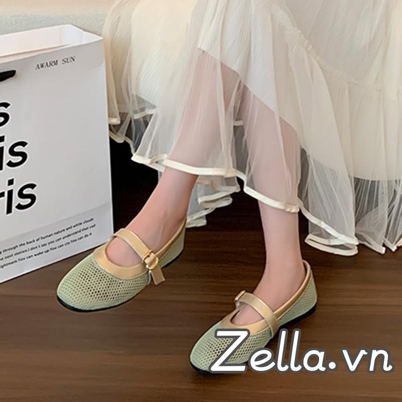 Đế Bằng Nữ Thời Trang Cổ Điển Thoải Mái Thoáng Khí Lưới Rỗng Trượt Trên Giày Mary Jane
