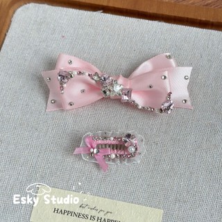 Handmade Pha Lê Nơ BB Kẹp Tóc Sang Trọng Phụ Kiện Tóc Thú Cưng Cho Maltese Yorkie Thú Cưng Kẹp Tóc
