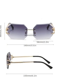 Kính Râm Không Vành Phong Cách Hip Hop, Khung PC Đa Giác Cổ Điển, Chống Tia UV400, Unisex