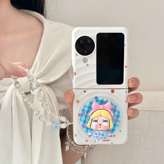 Ốp điện thoại gấp cho Oppo Find N3 Flip Boyang Design Wave Point Crying Child Giá đỡ từ tính Vòng tay vỏ điện thoại tpu cứng
