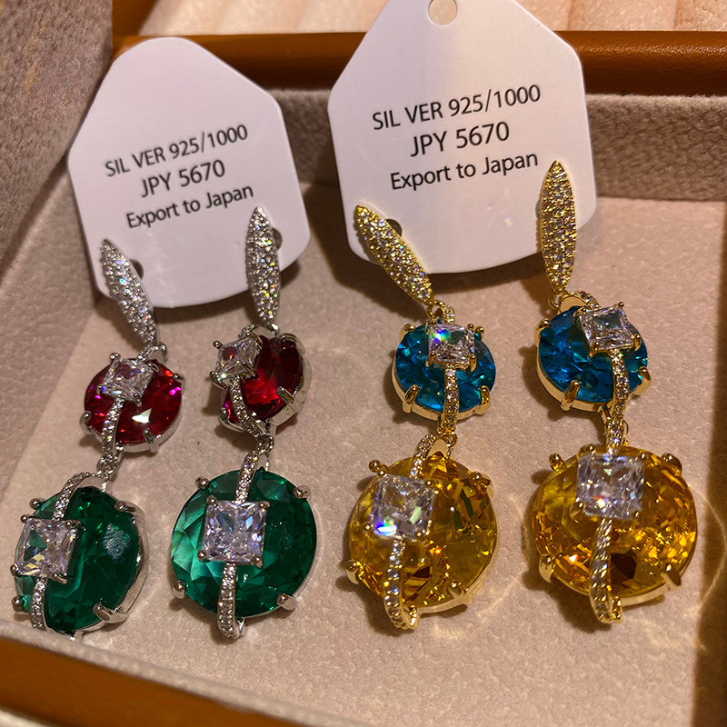 Bông tai Zircon sang trọng dài tinh tế Hàn Quốc Bán buôn