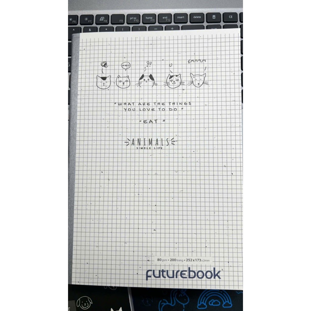 [ 2C BÌA ĐEN+ TRẮNG] Tập Sinh Viên 200 Trang Animal Future Book DK302 - Kẻ 4 Ô Ngang 80gsm