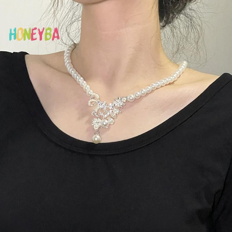 < Honeyba > Bộ Bông Tai Vòng Cổ Ngọc Trai Châu Âu Và Mỹ Nữ Tính Khí Đầm Vòng Cổ Bông Tai