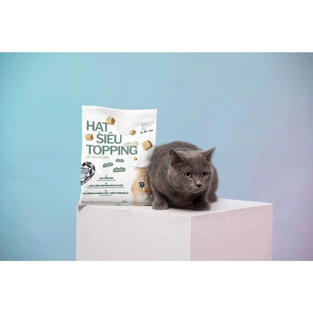 Hạt Siêu Topping Cá Ngừ KING'S PET BẢO ANH 1kg – Hỗ Trợ Búi Lông & Tiết Niệu – Pate Sấy Thơm Ngon Cho Mèo Kén Ăn
