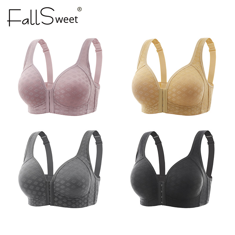 【⚡️Vận chuyển nhanh 】FallSweet 1 / 3PCS Mặt trước Buckle Bras Nữ Kích Thước Lớn Đẩy Lên Mỏng Bralette Phụ Nữ Không Có Nhẫn Thép Phụ Nữ Áo Vest Thở