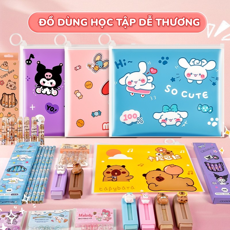 Set Bút Chì Gỗ Và Tẩy Chì Cute - Bộ Dụng Cụ Học Tập Đáng Yêu Giúp Bé Hứng Thú Học Bài