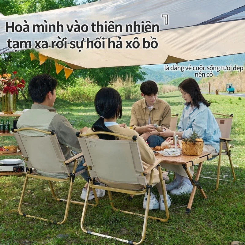 WTHB Outdoor Ghế gấp camping Màu vải đen thiết kế gọn du lịch, cafe, ban công, câu cá hàng nhập nguyên chiếc
