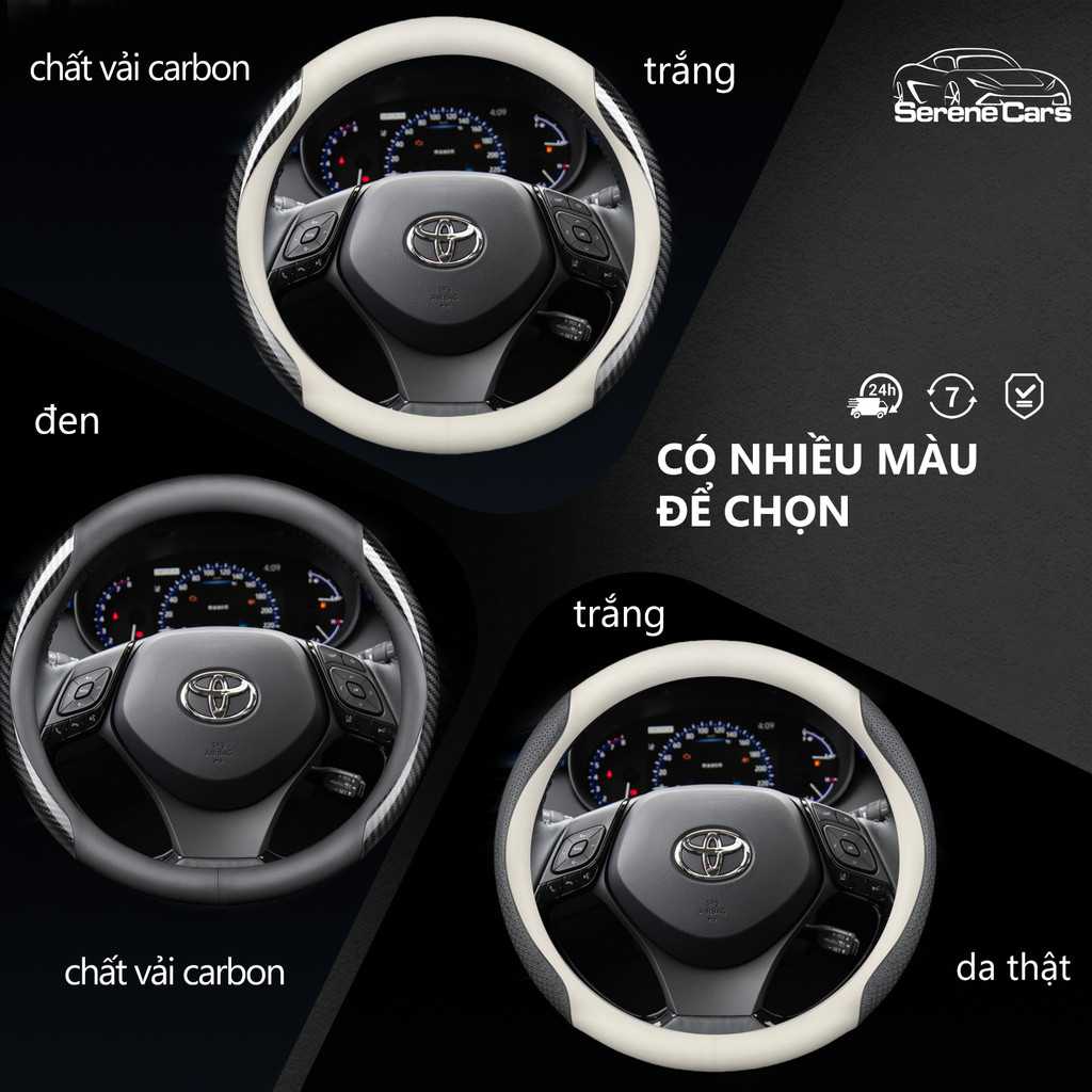 Toyota Vios Yaris Cross Veloz Fortuner Innova Hilux Camry Raize Altis Corolla Avanza Wigo Bọc vô lăng
