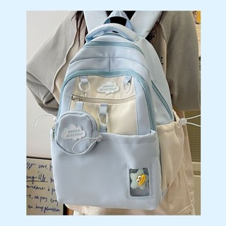 Balo Đơn Giản Nữ Đi Học Hàn Quốc Tone Pastel Đen Hồng Tặng Kèm Móc Khoá Đựng Tiền TV99