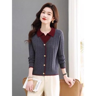 Dệt Kim Áo Len Cổ Polo Tay Dài Cho Nữ, Phong Cách Hàn Quốc, Thích Hợp Thu Đông