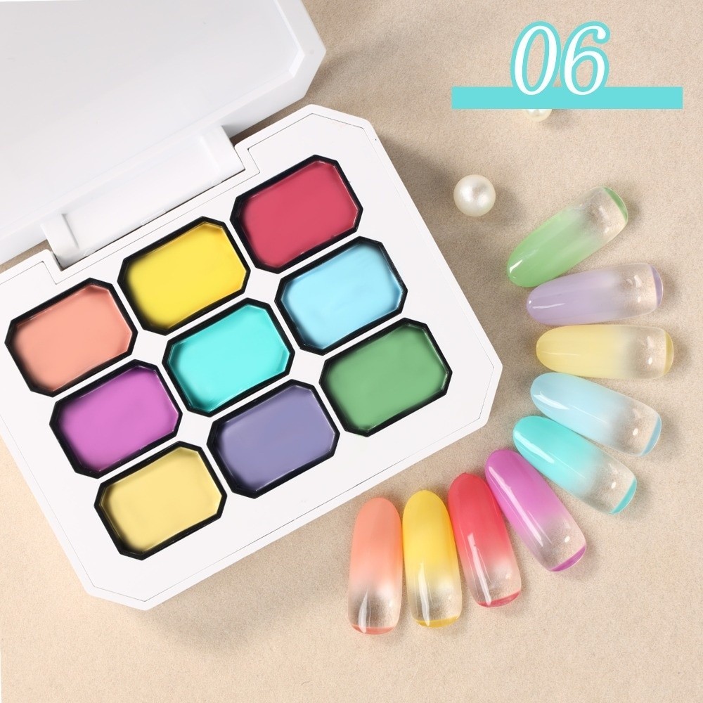 SDEERCONCEPT 4IN1 Pat Ombre Gel Sơn Móng Tay, Mini 9 Màu Dễ Chuyển Đổi Sơn Gel, Đồ Dùng Làm Móng Tay Pháp Làm Móng Tay Sơn UV Chắc Chắn Nghệ Thuật Gel Nữ