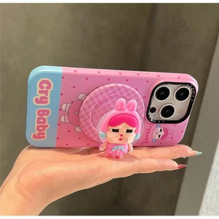 Màu sắc dễ thương phù hợp với điểm sóng nữ khóc cho bé khung từ tính Vỏ điện thoại di động thích hợp cho iPhone16 15 14 13 Pro max bảo vệ camera chống sốc chống rơi mặt sau cứng