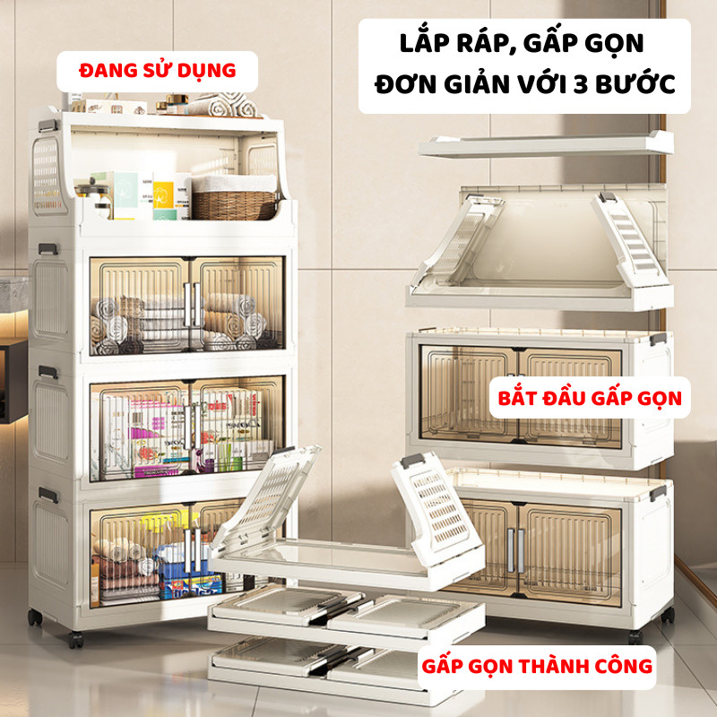 Tủ Gấp Gọn Đựng Đồ Phòng Tắm ENODA HOME, Tủ Kệ Đựng Đồ Đa Năng Nhà Tắm Có Bánh Xe Di Chuyển Tiện Lợi TUN052