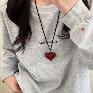 Vòng cổ Ankela đỏ nơ tình yêu, dây sáp đen điều chỉnh được, style Hàn Quốc