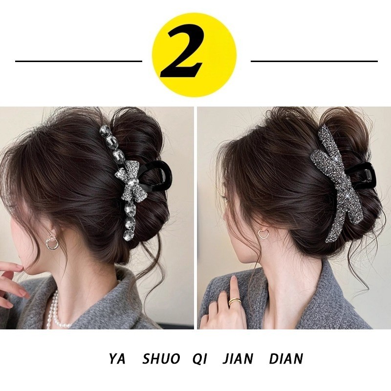 2025 Phong Cách Mới Kẹp Tóc Lớn Nơ Đen Kẹp Tóc Nữ