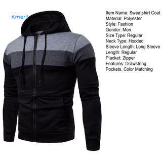 Áo khoác nỉ hoodie chắp vá nhiều màu, có dây rút thời trang, phù hợp mùa thu đông