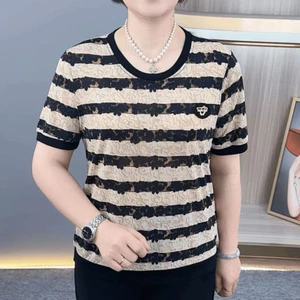 Áo thun summer fashion cổ tròn in hình, dáng rộng, tay ngắn dành cho mẹ