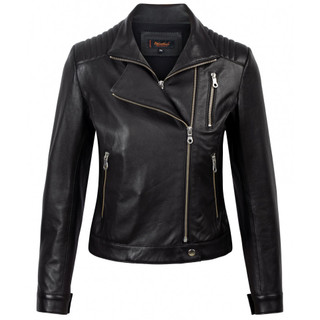 Áo Da Nữ FTT Leather Biker Jacket Khóa Kép Phối Gân Vai Da Cừu, Da Bò Trẻ Trung, Cá Tính AN305