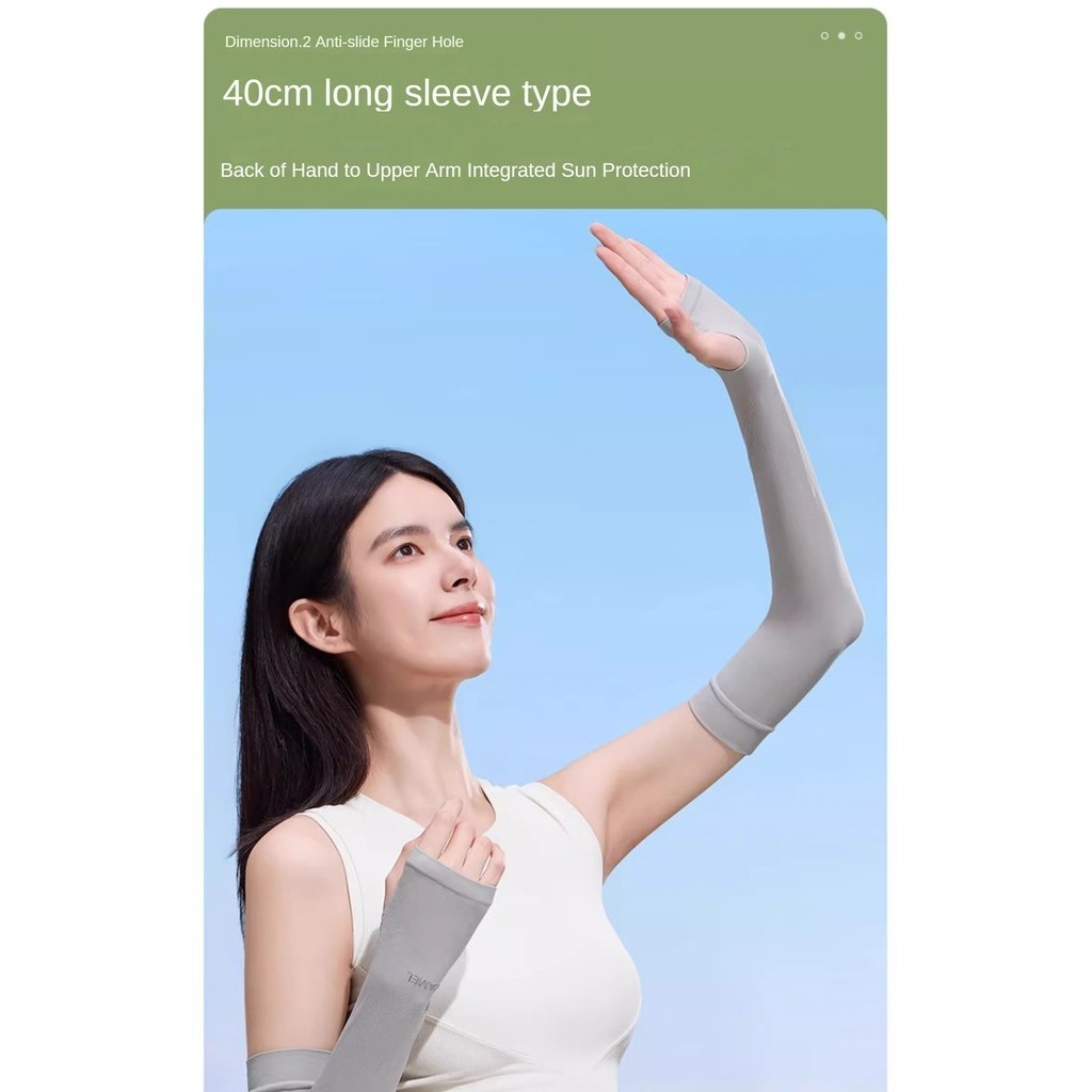 Ảnh Tay áo chống nắng bằng băng CAMEL CROWN dành cho nam và nữ mỏng chống tia cực tím Đi xe đạp Ice Silk Arm Tay áo 2