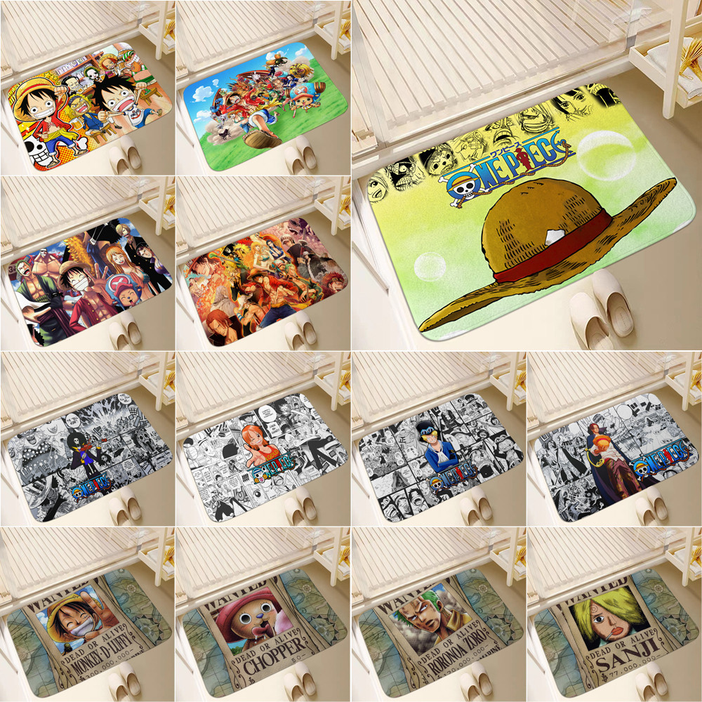 Anime Nhật Bản ONE PIECE Thảm Cửa Chống Trơn Trượt Tấm Lót Phòng Tắm Tắm Thảm Chống Trơn Trượt Thảm Trang Trí Nhà Cửa (60x40cm)