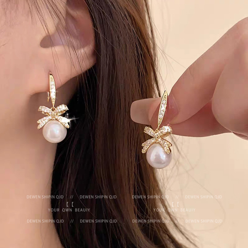 Bông Tai Ngọc Trai Nữ Pháp Niche Retro Thiết Kế Bông Tai Bông Tai