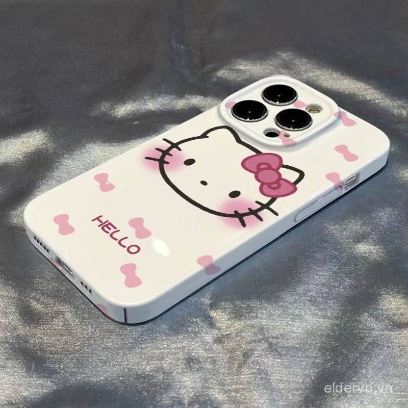 Ốp điện thoại QYJS đầu Hello Kitty đơn giản dùng cho IPhone 11 12 PRO 13 14 15 ProMax 7 8 plus 14 15 PLUS XR XR XSMAX SE phim Ốp Cứng mẫu mới Ốp bảo vệ PC P4YP