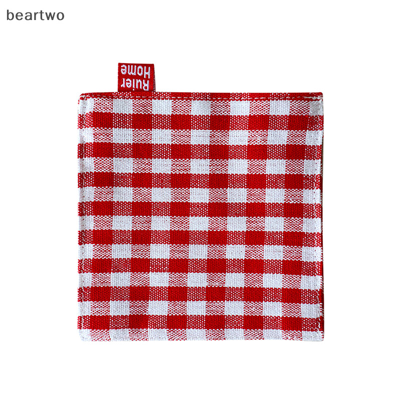 < Beartwo > 1 / 5 Chiếc Vải Coaster Khăn Trà Vải Đôi Placemat Cotton Nguyên Chất Cách Nhiệt Miếng Lót Cốc Miếng Lót Nhà Bếp Trang Trí Bàn Đẹp