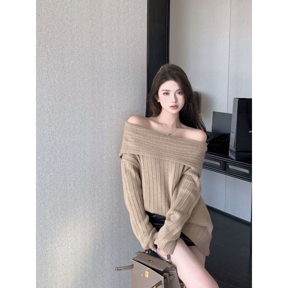 Áo len cách điệu nữ thiết kế trễ vai dáng dài mặc được 2 kiểu phong cách Hàn Quốc hottrend BA SP83