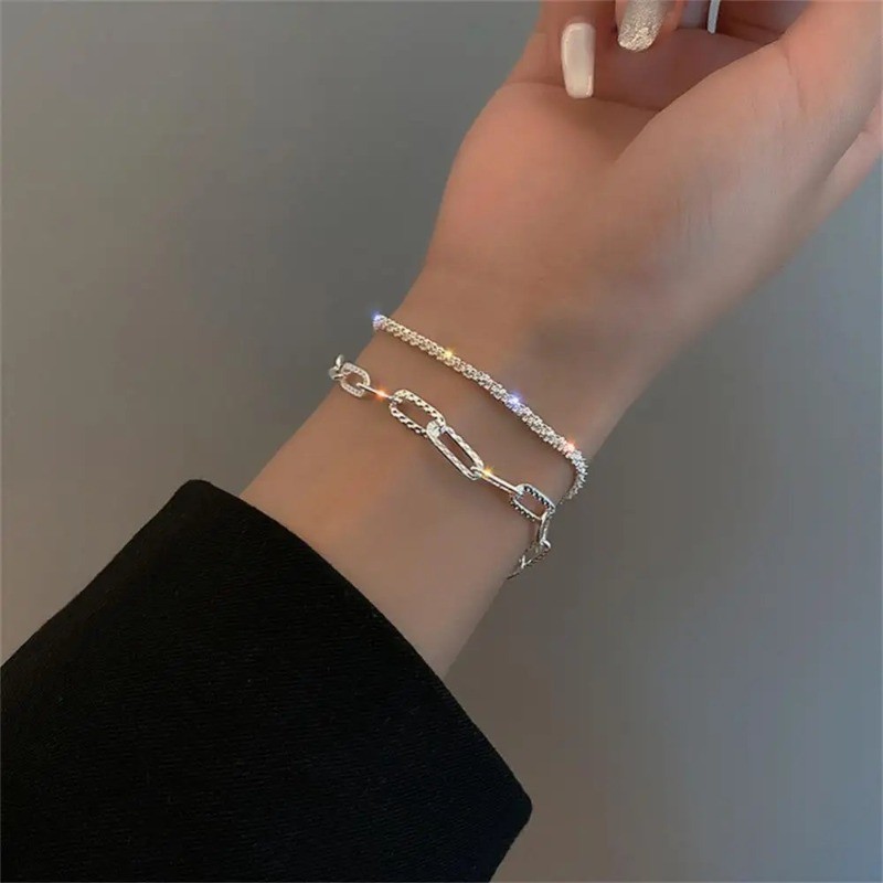 Vòng tay dây chuyền sáng bóng đơn giản - Có thể điều chỉnh - Dây đeo tay nữ quyến rũ - Tinh tế, thanh lịch, sang trọng, thời trang - Phụ kiện trang sức cổ điển mùa hè