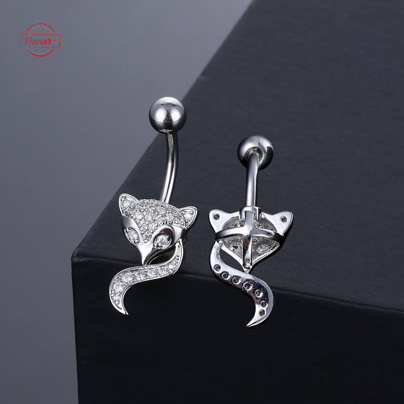 Cuộc diễu hành Full-embeded Hình Cáo Động Vật Bụng Rốn Móng Tay Thời Trang Gợi Cảm Zircon Kẻ Sọc Dành Cho Nữ Và Nam Trang Sức VN