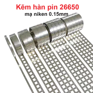 Kẽm hàn pin 26650 mạ niken 0.15mm, 2 hàng dùng khung