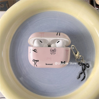 Ins Phong Cách Hàn Quốc Đen Nơ Màu Hồng Dành Cho AirPods Pro2 Vỏ Tai Nghe Apple Bluetooth Không Dây AirPods 1 2 3 Vỏ Mềm Vỏ Bảo Vệ Chống Rơi