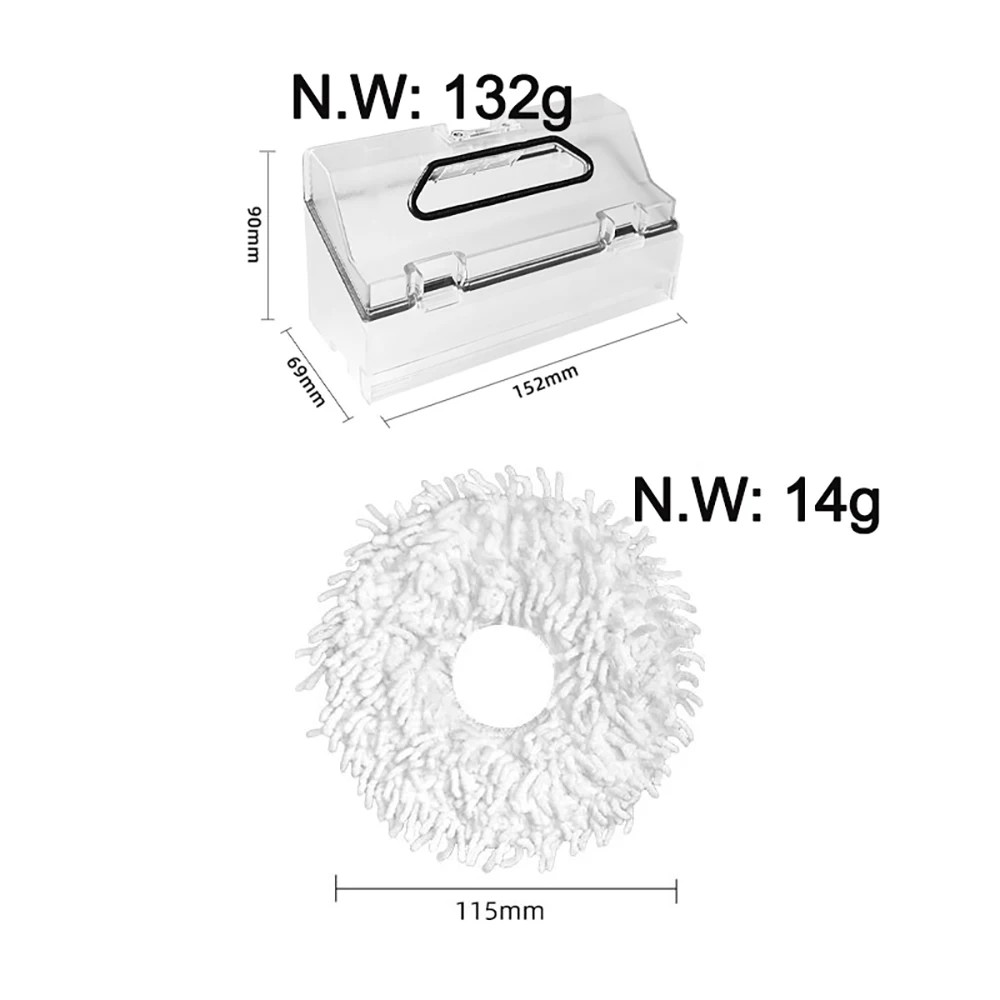 Lưới lọc phụ kiện Robot Dreame Bot W10 / W10 PRO, Bàn chải bên chính, Tấm vải lau nhà, Hộp thu gom bụi