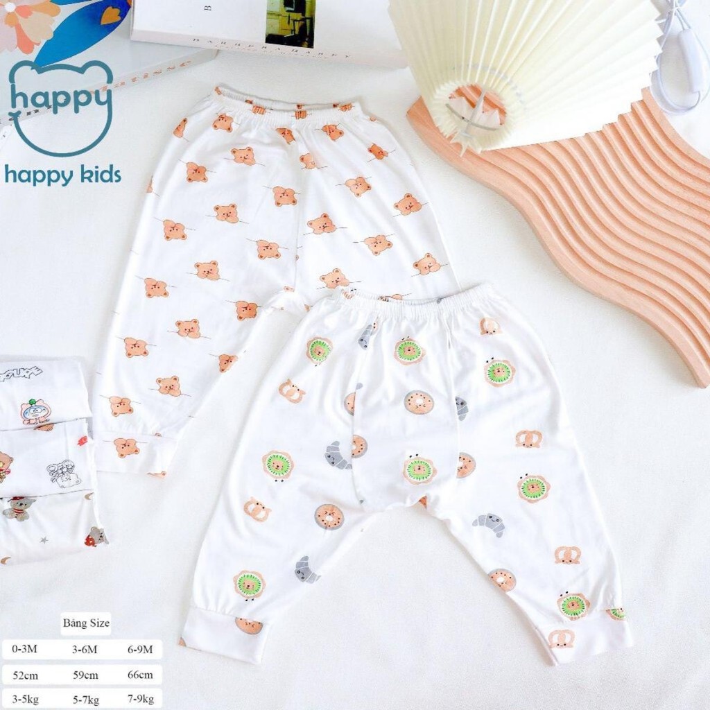 Set 10 Quần Dài Quần Chục Đáp Đũng Thun Lạnh Sơ Sinh Cho Bé Gái Trai Bỏ Bỉm 3-9kg Vải Thun Lạnh [QL005] Đậu Đậu Store