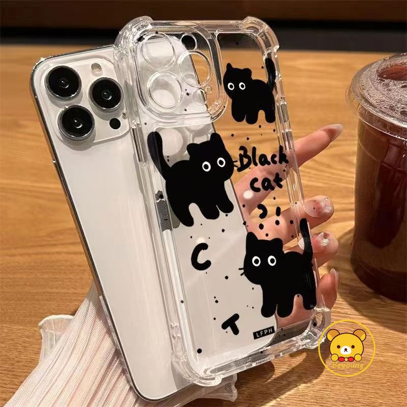 Ốp Điện Thoại Mèo Đen Dễ Thương Cho OPPO A91 A31 A9 A5 2020 A7 A5S A12 A3S A12E R17 A79 F11 Pro F7 A83 F5 F1S A57 A39 A37 Neo 9 Reno Vỏ Túi Khí Chống Sốc Mềm Bảo Vệ Toàn Diện