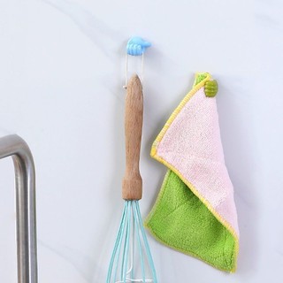 Móc Không Đục Lỗ Dễ Thương Liền Mạch Ba Móc Tường Mạnh Dán Ký Túc Xá Nhà Bếp Tự Dính Xoay Tường