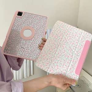 Vỏ Có Thể Tháo Rời Cho Mini6 7 IPad 5 6 7 8 9 Air Air Air2 Air4 Air5 Air6 10.9 "Pro11 Pro12,9 2018 A16 Air M2 Pro M4 11 13 2024 Vỏ Da Nhỏ Hoa Hồng Khe Cắm Bút Chì