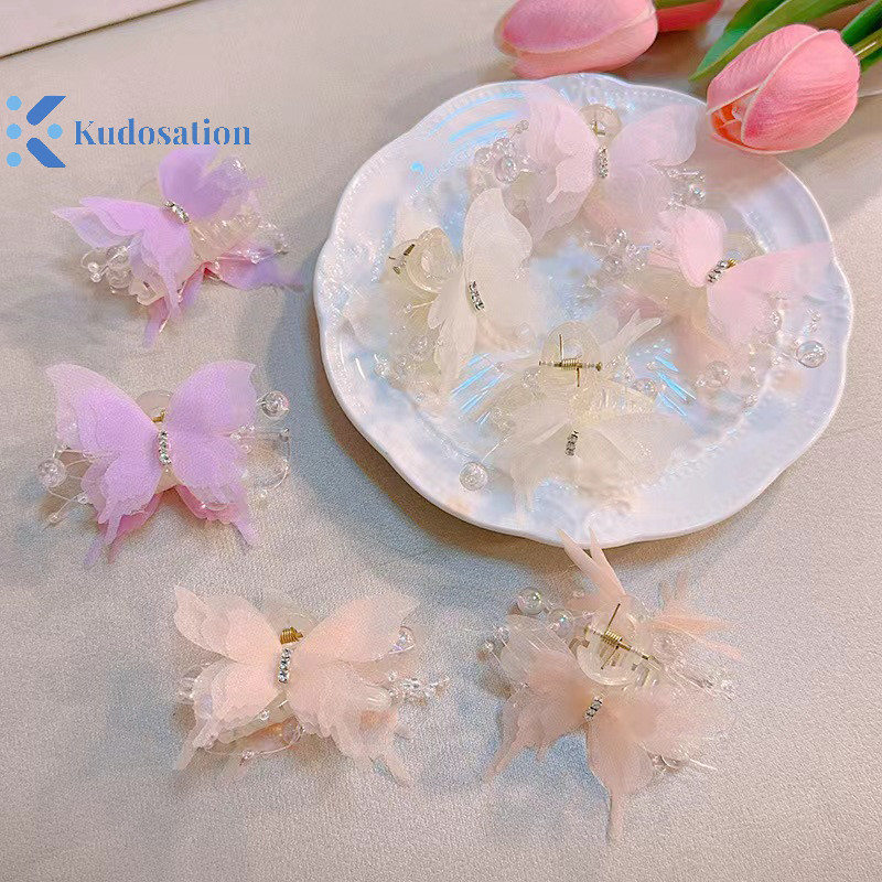 Kudosation Thời Trang Mô Phỏng Kẹp Tóc Nữ Thanh Lịch Ngọc Trai Nơ Đuôi Ngựa Kẹp Ngọt Cua Tóc Móng Vuốt Mũ Đội Đầu Phụ Kiện Tóc