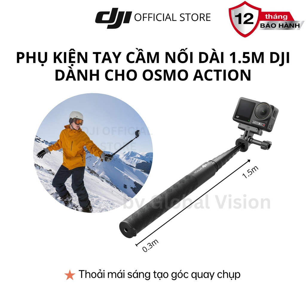Ảnh Gậy chụp ảnh cầm tay nối dài 1.5m DJI dành cho Osmo Action camera hành động cao cấp chính hãng 1