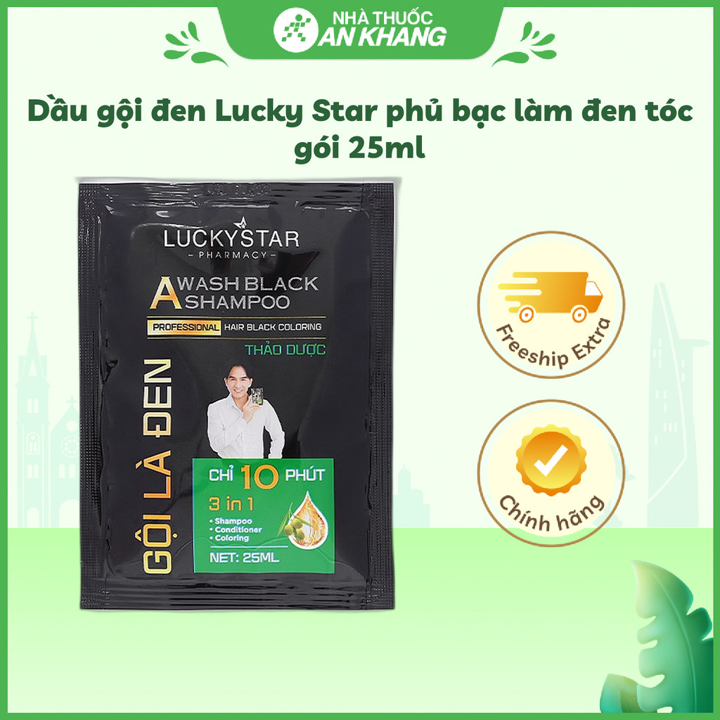 Dầu gội đen Lucky Star phủ bạc làm đen tóc gói 25ml